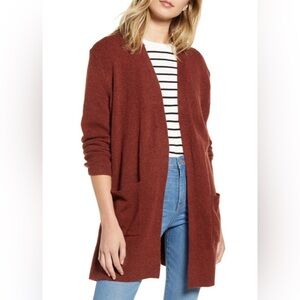 Madewell Kent Red Merino Wool Alpaca Open Cardigan Sweater
